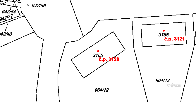 Jablonec nad Nisou 3120 na parcele st. 3155 v KÚ Jablonec nad Nisou, Katastrální mapa