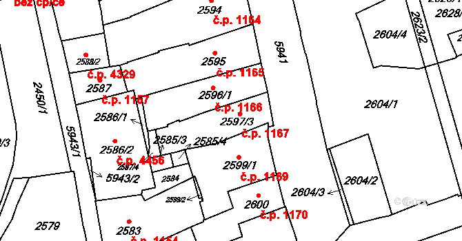 Jihlava 1167 na parcele st. 2597/3 v KÚ Jihlava, Katastrální mapa