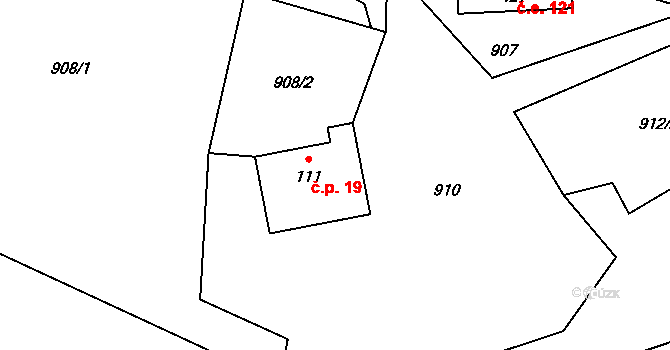 Tyra 19, Třinec na parcele st. 111 v KÚ Tyra, Katastrální mapa