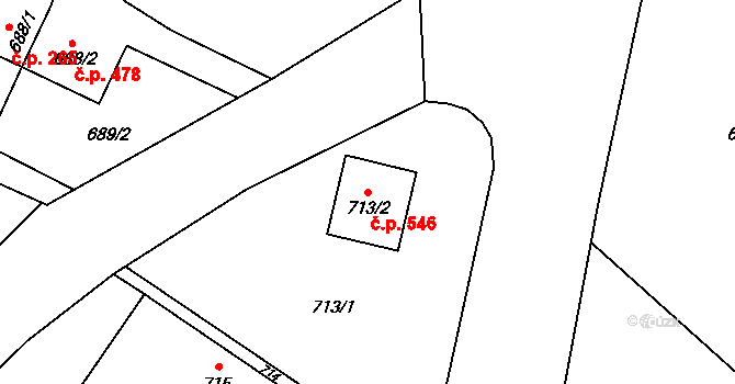 Fryčovice 546 na parcele st. 713/2 v KÚ Fryčovice, Katastrální mapa