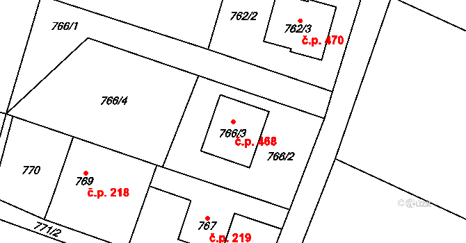 Krmelín 468 na parcele st. 766/3 v KÚ Krmelín, Katastrální mapa