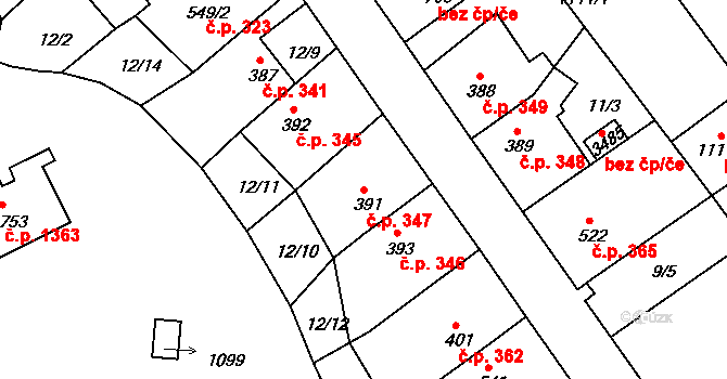Brandýs nad Labem 347, Brandýs nad Labem-Stará Boleslav na parcele st. 391 v KÚ Brandýs nad Labem, Katastrální mapa