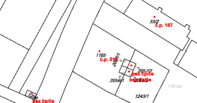 Chlumec nad Cidlinou IV 511, Chlumec nad Cidlinou na parcele st. 1165 v KÚ Chlumec nad Cidlinou, Katastrální mapa