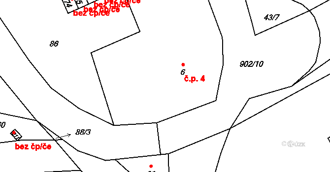 Svojanov 4, Borušov na parcele st. 6 v KÚ Svojanov u Borušova, Katastrální mapa