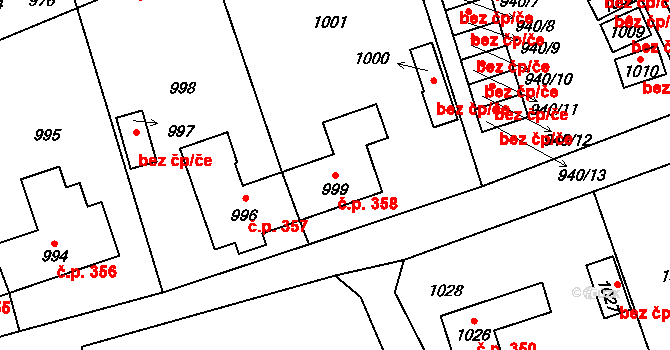 Komárov 358 na parcele st. 999 v KÚ Komárov u Hořovic, Katastrální mapa