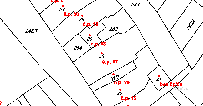 Žerůvky 17, Bystročice na parcele st. 30 v KÚ Žerůvky, Katastrální mapa