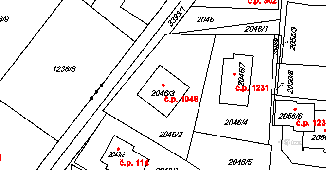Poruba 1048, Orlová na parcele st. 2046/3 v KÚ Poruba u Orlové, Katastrální mapa