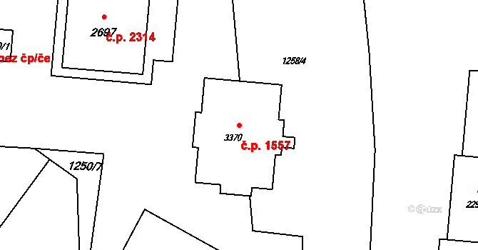 Rožnov pod Radhoštěm 1557 na parcele st. 3370 v KÚ Rožnov pod Radhoštěm, Katastrální mapa
