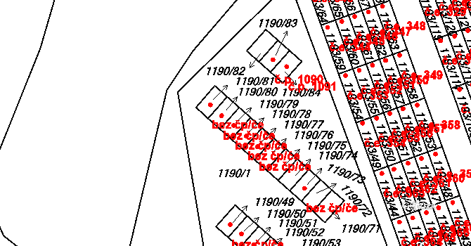 Bechyně 557 na parcele st. 1190/79 v KÚ Bechyně, Katastrální mapa