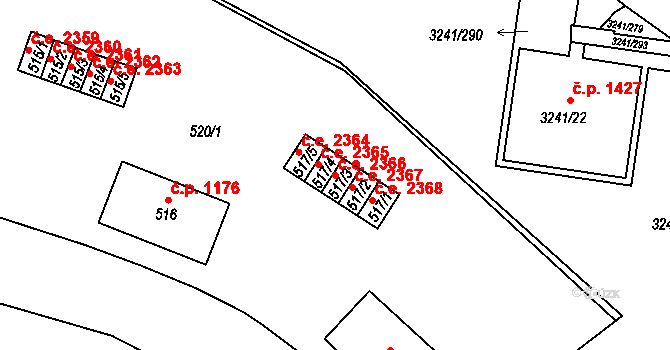 Střekov 2366, Ústí nad Labem na parcele st. 517/3 v KÚ Střekov, Katastrální mapa
