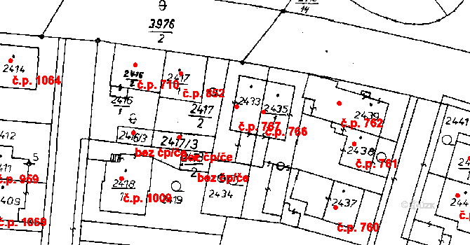 Poděbrady III 767, Poděbrady na parcele st. 2433 v KÚ Poděbrady, Katastrální mapa