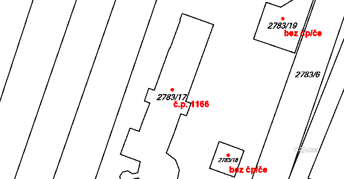 Černovice 1166, Brno na parcele st. 2783/17 v KÚ Černovice, Katastrální mapa