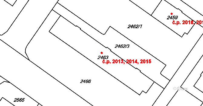Žabovřesky 2013,2014,2015, Brno na parcele st. 2463 v KÚ Žabovřesky, Katastrální mapa