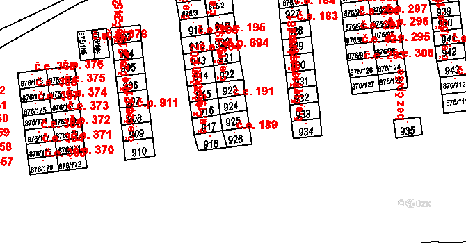 Postoloprty 190 na parcele st. 925 v KÚ Postoloprty, Katastrální mapa