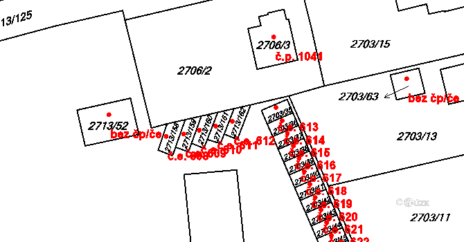 Pelhřimov 612 na parcele st. 2713/162 v KÚ Pelhřimov, Katastrální mapa