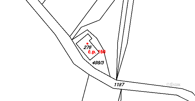 Cínovec 150, Dubí na parcele st. 276 v KÚ Cínovec, Katastrální mapa