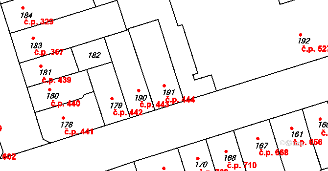 Trnovany 444, Teplice na parcele st. 191 v KÚ Teplice-Trnovany, Katastrální mapa