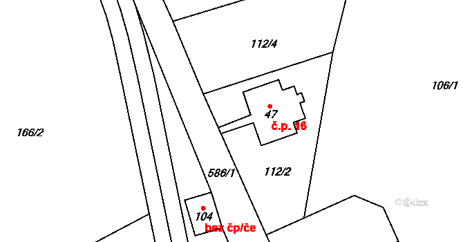 Komora 16, Holčovice na parcele st. 47 v KÚ Komora, Katastrální mapa