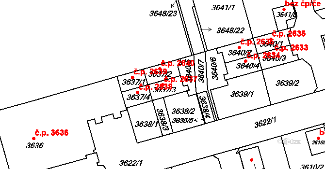 Frýdek 2637, Frýdek-Místek na parcele st. 3637/3 v KÚ Frýdek, Katastrální mapa