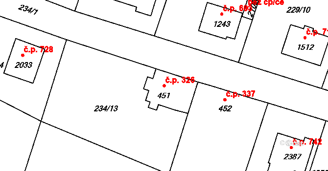 Úšovice 326, Mariánské Lázně na parcele st. 451 v KÚ Úšovice, Katastrální mapa