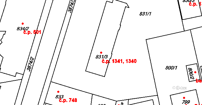 Turnov 1340,1341 na parcele st. 831/3 v KÚ Turnov, Katastrální mapa