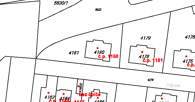 Záběhlice 1150, Praha na parcele st. 4180 v KÚ Záběhlice, Katastrální mapa