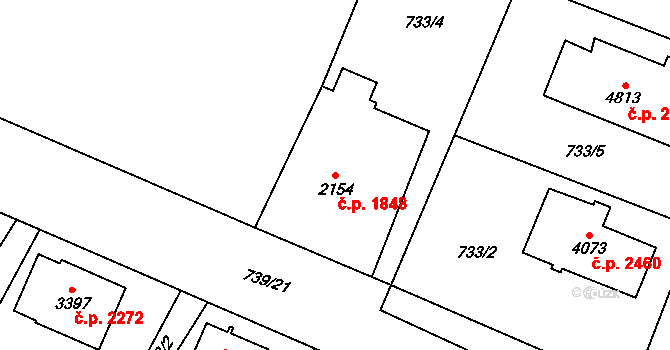Dvůr Králové nad Labem 1848 na parcele st. 2154 v KÚ Dvůr Králové nad Labem, Katastrální mapa