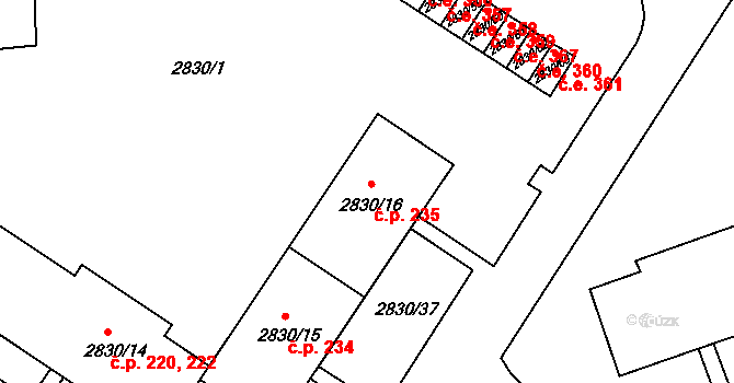 Rumburk 1 235, Rumburk na parcele st. 2830/16 v KÚ Rumburk, Katastrální mapa