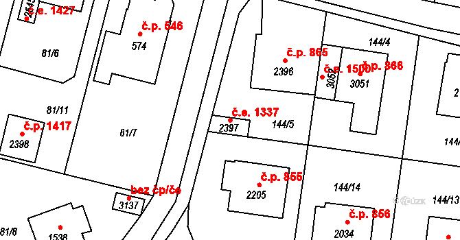 Sezimovo Ústí 1337 na parcele st. 2397 v KÚ Sezimovo Ústí, Katastrální mapa
