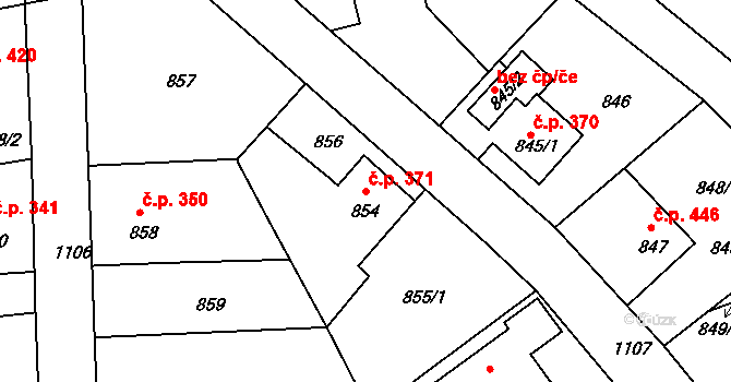 Liberec VII-Horní Růžodol 371, Liberec na parcele st. 854 v KÚ Horní Růžodol, Katastrální mapa