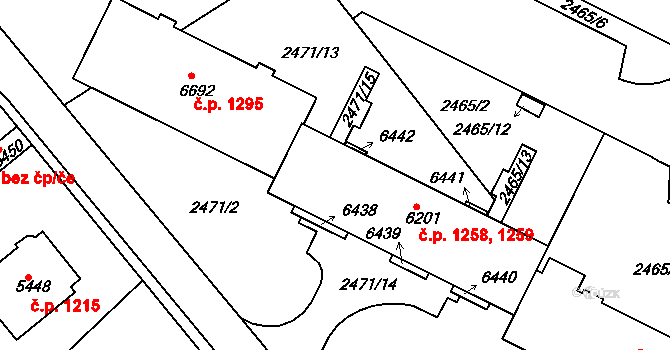 Chrudim IV 1258,1259, Chrudim na parcele st. 6201 v KÚ Chrudim, Katastrální mapa