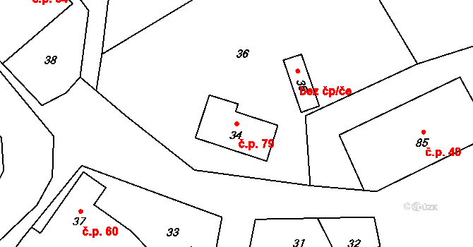 Plinkout 79, Dlouhá Loučka na parcele st. 34 v KÚ Plinkout, Katastrální mapa