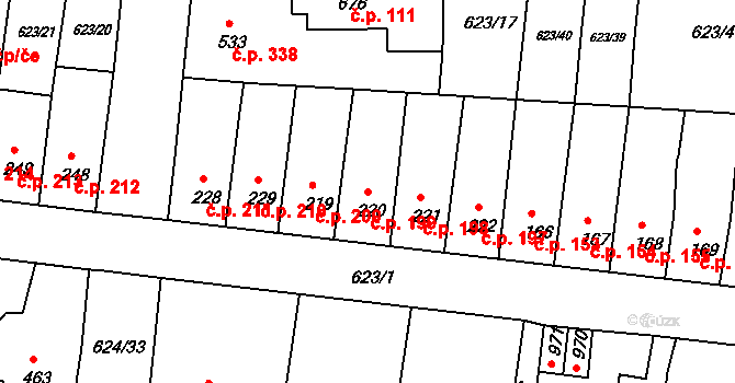 Parník 199, Česká Třebová na parcele st. 220 v KÚ Parník, Katastrální mapa