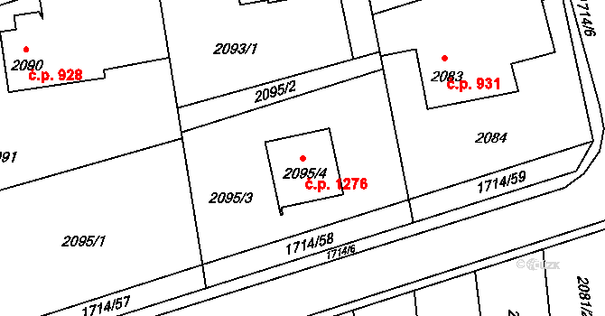 Prostřední Suchá 1276, Havířov na parcele st. 2095/4 v KÚ Prostřední Suchá, Katastrální mapa