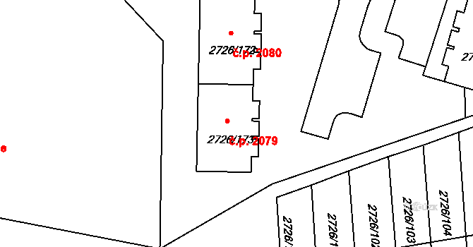 Tachov 2079 na parcele st. 2726/173 v KÚ Tachov, Katastrální mapa