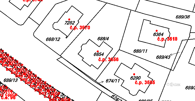 Havlíčkův Brod 3656 na parcele st. 6854 v KÚ Havlíčkův Brod, Katastrální mapa