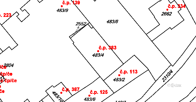 Sušice III 383, Sušice na parcele st. 483/4 v KÚ Sušice nad Otavou, Katastrální mapa