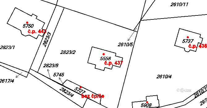 Dolní Předměstí 437, Trutnov na parcele st. 5558 v KÚ Trutnov, Katastrální mapa