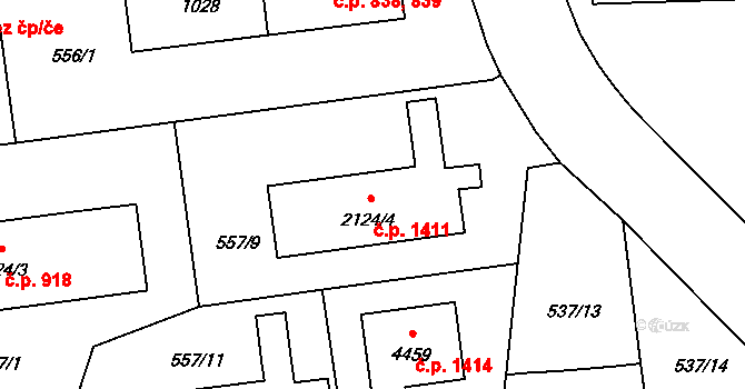 Strakonice I 1411, Strakonice na parcele st. 2124/4 v KÚ Strakonice, Katastrální mapa