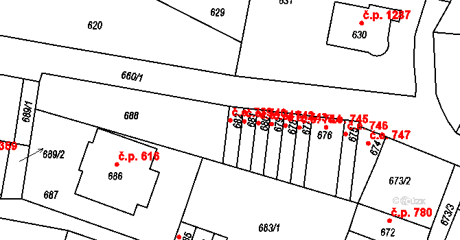 Děčín IV-Podmokly 739, Děčín na parcele st. 682 v KÚ Podmokly, Katastrální mapa
