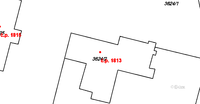 Poruba 1813, Ostrava na parcele st. 3624/2 v KÚ Poruba-sever, Katastrální mapa