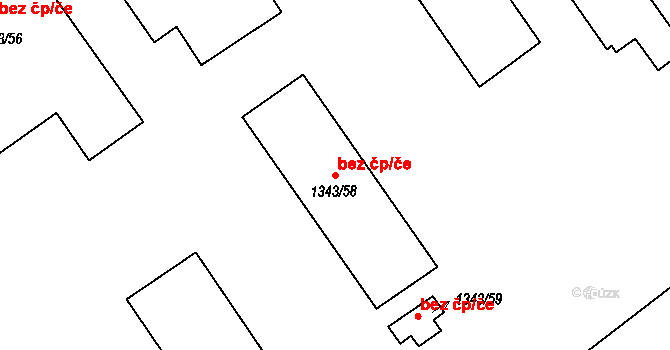 Karviná 38232201 na parcele st. 1343/58 v KÚ Karviná-Doly, Katastrální mapa