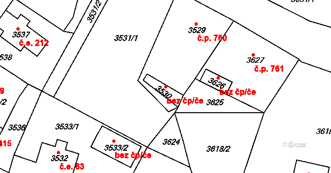 Smržovka 38437201 na parcele st. 3530 v KÚ Smržovka, Katastrální mapa