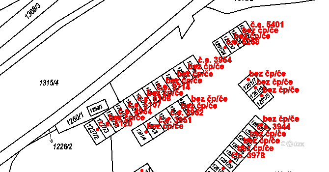 Ústí nad Labem 38860201 na parcele st. 1261/11 v KÚ Bukov, Katastrální mapa
