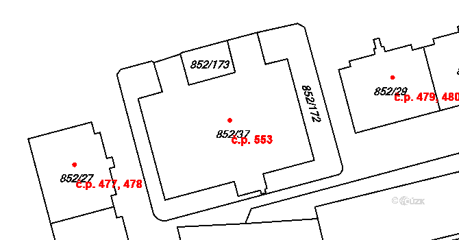 Praha 40392201 na parcele st. 852/37 v KÚ Hodkovičky, Katastrální mapa