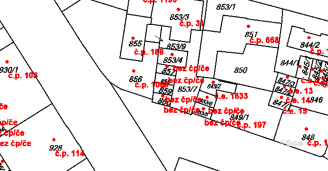 Děčín 40670201 na parcele st. 859 v KÚ Podmokly, Katastrální mapa