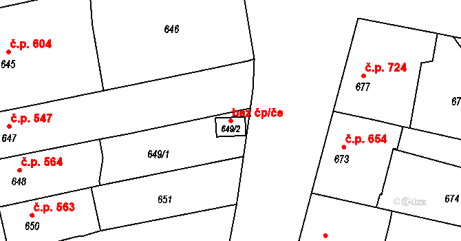 Koryčany 41688201 na parcele st. 649/2 v KÚ Koryčany, Katastrální mapa