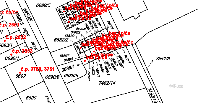Brno 41900201 na parcele st. 6685/2 v KÚ Židenice, Katastrální mapa