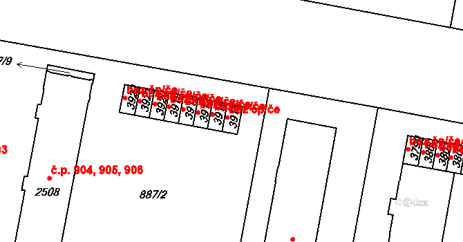 Třebíč 42087201 na parcele st. 3915 v KÚ Třebíč, Katastrální mapa