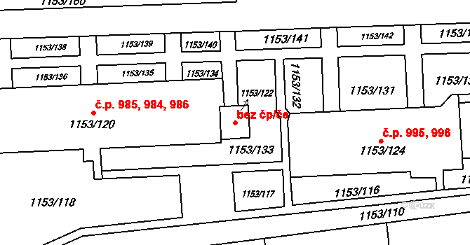 Opava 42168201 na parcele st. 1153/122 v KÚ Kylešovice, Katastrální mapa